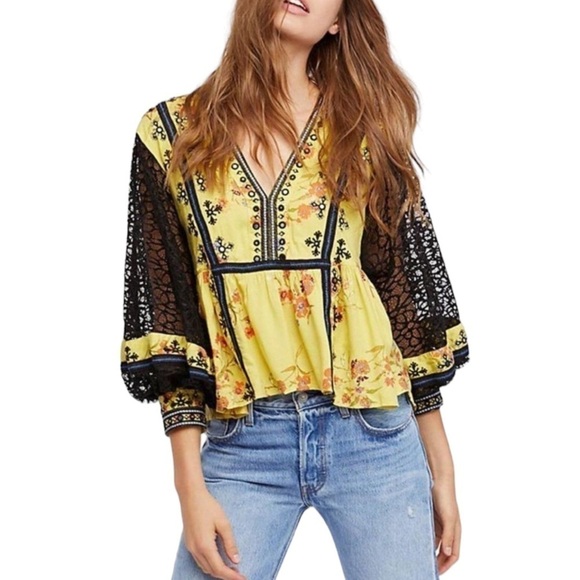 Free People Boogie All Night Blouse Boho - Picture 1 of 12